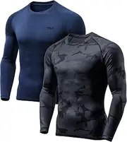 [TSLA] Men’s Thermal Compression Base Layer Shirt | Fleece-Lined Long Sleeve Top for Winter Running & Training (1 or 2 Pack)