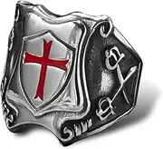 [bahamut] Knights Templar Cross Ring for Men Boys Stainless Steel Vintage Crusader Amulet Religious Medieval Rings Holy Knight Jewelry Gifts