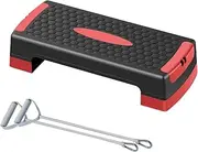 Aerobic Exercise Step Workout Stepper Adjustable Height Cardio Fitness with 2Pcs Resistance Bands Nonslip Indoor with Riser