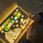 LED Note Board with Colors, Glowing Acrylic Message Marker Board, Illuminating Dry Erase Board with Sturdy Stand, Memo Letter Board with Interactive Light, Whi