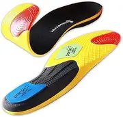 New FOOTSECRET Running Athletic Insoles for Moderate Intensity Sports and Fitness, Shock Absorption for Plantar Fasciitis with Medium Arch Support and Soft Cushion (L, Black)