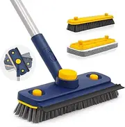 JEHONN Tub Tile Scrub Brush 3 in 1 Shower Brush, 146 cm Long Handled Floor Scrubber and Squeegee for Cleaning Bathtub, Bathroom, Sink, Floor, Wall, Glass, Patio, Garage