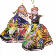 Art Craft Home Decor Traditional Beautiful String Puppet Pair 5" Inches Multi