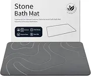 ZIKIBL Stone Bath Mat Diatomaceous Earth Shower Mat Non-Slip Super Absorbent Diatomite Stone Mats for Bathroom Floor Quick-Drying Easy to Clean (24''*16'' Grey)
