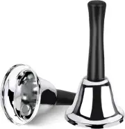 2 Pack Hand Bell, Silver Steel Bell, Ringing Bell with Handle, Dinner Bells for