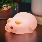 Pink Pig Night Light for Kids, Rechargeable LED Touch Cute Lamp, Food Grade Silicone, 3 Modes Animal Night Lamp, Kawaii Cute Night Light for Nursery Baby Room (Pig)