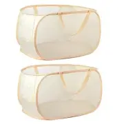 collapsible laundry baskets, Pop Up Laundry Hamper, Foldable mesh 2 beige