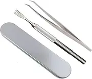 LALOCAPEYO 3 Pcs Stainless Steel Tick Remover Tool Set Pet Dogs Cats Including 1 PCS Tick Removal Tweezers 1 PCS Sharp Rake Tick Remover Tool and a Box