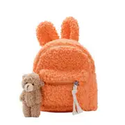 Kid Backpack / Cartoon Pendent Student Schoolbag Plush Bag Kindergarten School Shoulder Bag Wide Straps Zipper Rabbit Ears