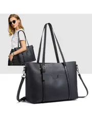 Soft Leather Tote Bag - Black Black