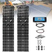 400W Portable Flexible Solar Panel with Charge Controller 40A, 2pcs 200W 12V-24V Monocrystalline Bendable Solar Battery Charger Solar Panel Module kit for Home Camper RV Boat and Car