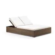 Breeze Outdoor Wicker Double Sun Lounge In Half Round Wicker