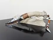 Stunning Sharp Obsidian Knife~Bushcraft Primitive~Worldwide Artist~Beads By Kay