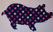 Navy Blue and Pink Polka Dot Pig Fabric Iron On Appliques