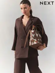 Brown Crinkle Textured Relaxed Jacket (AF2293) | $49