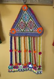 LARGE Beaded Tribal Tassel Kuchi Talisman Evil Eye Vintage Wall Hanging (17931)