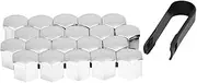 X AUTOHAUX 20pcs 19mm Universal Silver Tone Plastic Car Wheel Nut Lug Hub Screw Rim Bolt Covers Dust Protection Caps with Removal Tool Clip
