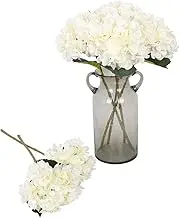 Kisflower 6Pcs Silk Hydrangea Artificial Flowers Realistic Hydrangea Flowers Bouquet for Wedding Party Office Home Decor(White)