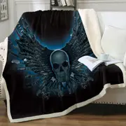 Cool Dark Art Guitar Strings Skull Throw Blanket