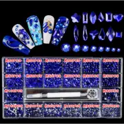 Fashion Blue 3D Nail Art Rhinestones Crystal Nail Gems Nail Accessories