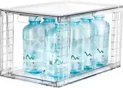 1Pack Large Stackable Kitchen Storage Drawers, Clear XL-Up Handle, Up Handled