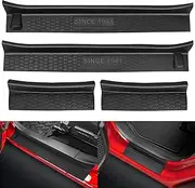 SUPAREE Door Sill Guards Kit fits JL Wrangler with Logo 1941, Black Rubber Door Entry Guards fits 2018-2024 Jeep JLU JT 4-Door Accessories Parts Door Sill Guard Protector, 4pcs/Set