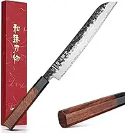 HEZHEN Bread Knife, Ultra Sharp Serrated Knife Bread Cutter Cake Knife for Homemade, Redwood Octagonal Handle