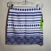 NEW Sam Edelman: Tulum Embroidered Mini Skirt in White Size 0 Bohemian Beaded