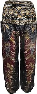 [KKmeter] Kids Girls Bohemian Harem Pants Smocked Waist Baggy Boho Pants Yoga Pilates Hippie Dance Trousers