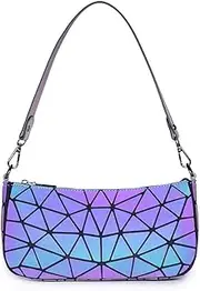 [DIOMO] Geometric Luminous Clutch Handbags for Women Holographic Reflective Crossbody Bag Shard Lattice Purse (Green B)