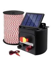 Giantz Electric Fence Energiser 5km Solar Powered Charger + 500m Rope