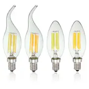 Dimmable E14 6W COB 600Lm Edison Filament Bulb LED Light Candle AC 110V CANDLE White