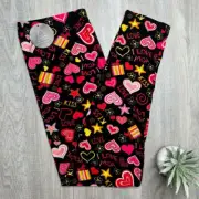 Sweetheart Scribbles Valentine's Doodle I Love You Hearts Print Soft Leggings