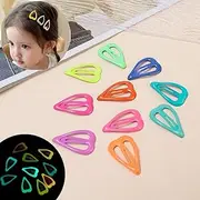 [Gummia] Colourful Luminous Hair Clips for Girls - 10 Pieces Hair Clips Set in Star, Rectangle and Heart Shapes, Glow in the Dark, Pentagram Design, Hair Clips and Hair Accessories (Heart)