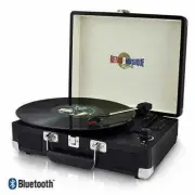 Bluetooth Suitcase Style Record Player With FM Radio LED Display KXRM19 Black