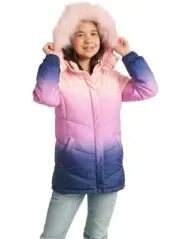 Justice Girls Puffer Jacket Multicolor Hood Pockets Sherpa Lined Size 16/18P New