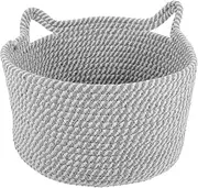 CHILDWEET Cotton Rope Woven Basket with Cat Ear Design Decorative Storage Basket for Bedroom Nursery and Home Organization Handles for Clothes and Miscellaneous Items