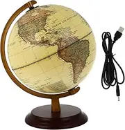 Decorative Terrestrial Globe Adornment with Lamp Antique Style Geography Globe for Home Office and Teaching Aid