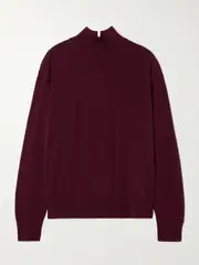 [Another Tomorrow] Another Tomorrow - Wool Turtleneck Sweater - Burgundy - large large Burgundy