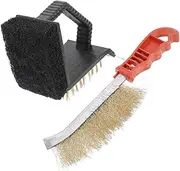 CIMAXIC 2Pcs BBQ Grill Cleaning Brush Copper Wire Multifunctional Scraper for Home Use Effortless BBQ Random Color for Outdoor Grilling and Maintenance