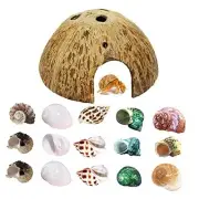 Hermit Crab Shell Growth Seashells 15 PCS (7 Types) Natural Coconut Shells