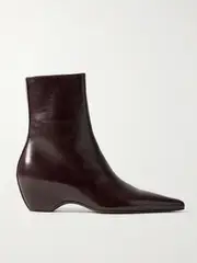 [KHAITE] KHAITE - Sybil Glossed-leather Ankle Boots - Merlot - IT37 IT 37 Burgundy