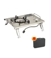 Lightweight Camping Folding IGT Table Extend Brazier Table Multifunctional Adjustable Leg Desktop Burner BBQ Table Silver stove