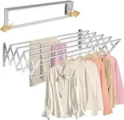 XL-31.5" Wall Mounted Clothes Drying Rack, 130 LBS Large Capacity Rustproof Retractable Drying Rack, Collapsible Drying Rack Easy to Install with 7 Drying Rods, Space Saving for Laundry-White