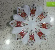 12'' White Marble Fruit Bowl pate Inlay Floral Arts Kitchen Decor home kitchen