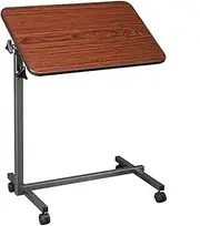 Overbed Table Overbed Table Tilt Top Lifting Computer Desk with Wheels Side Table Steel Frame Height Adjustable Rolling Laptop Table Portable