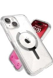 Speck Gemshell Grip Clear Chrome iPhone 15 Pro Case Mag Safe