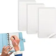 3 Pack Refill Paper A6-135 Sheets Notebook A6 Checked Refillable 6 Holes A6 Paper Refill Inserts, Ring Binder A6 Refillable, A6 Inserts, Note Paper A6 for Notebook Diary Binder Sketch