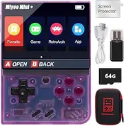 Astarama Miyoo Mini Plus Handheld Game Console with Hard Case, 3.5 Inch IPS Retro Video Console, Built-in 64G TF Card 10000+ Games & 3000mAh Battery, Support WiFi