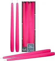 Hyoola Tall Taper Candles - 10 Inch Hot Pink Fuchsia Unscented Dripless Taper Candles - 8 Hour Burn Time - 4 Pack